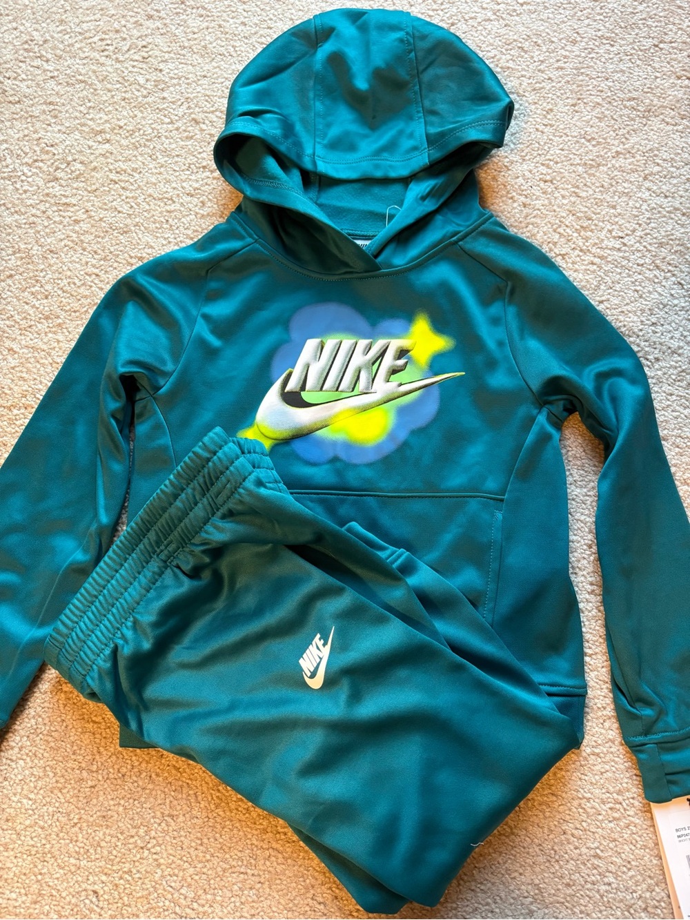 Nike Kids Boys Girls Teal Hoodie & Jogger sweatpants Set size 5 NWT